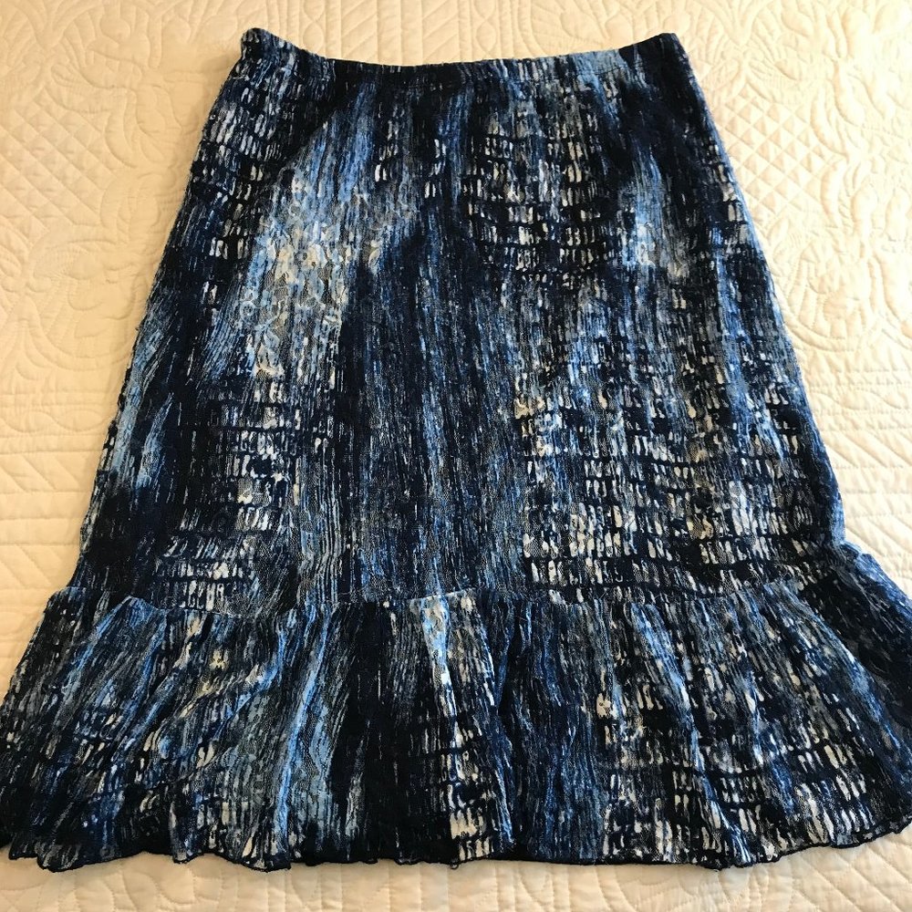 Boho Blue Print Skirt - Comfortable Waist